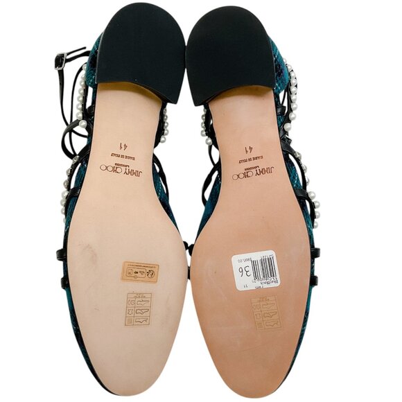 Jimmy Choo Peacock / Silver Tartan Celestia 25 Flats - Picture 9 of 9